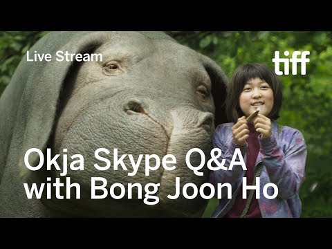 Thumbnail of the video: OKJA Skype Q&A with Director Bong Joon Ho Live from Seoul