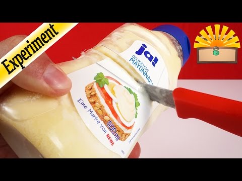 GEFRORENE MAYONNAISE ZERSCHNEIDEN - Kann sie GEFRIEREN ?! Kinder EXPERIMENT deutsch