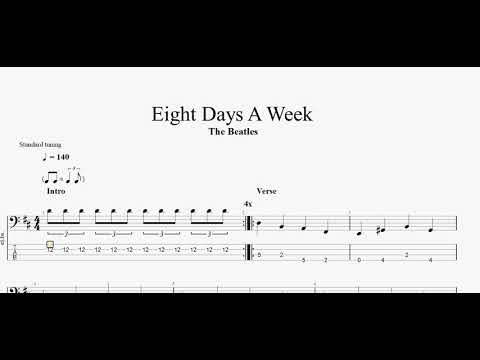 The Beatles - Eight Days A Week (bass tab)