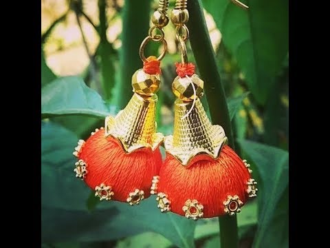 How to make party wear jhumkas ,DIY, Making silk thread jhumkas ,silk thread earrings video Video