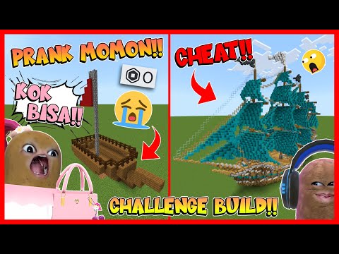 BANGJBLOX -  ATUN USING CHEATS AND PRANKS @sapipurba in the MINECRAFT BUILDING CHALLENGE!!  MOMONS OUT OF ROBUX AGAIN!!