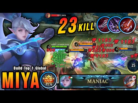 Almost SAVAGE!! 23 Kills Miya Crazy LifeSteal with Brutal Damage!! - Build Top 1 Global Miya ~ MLBB