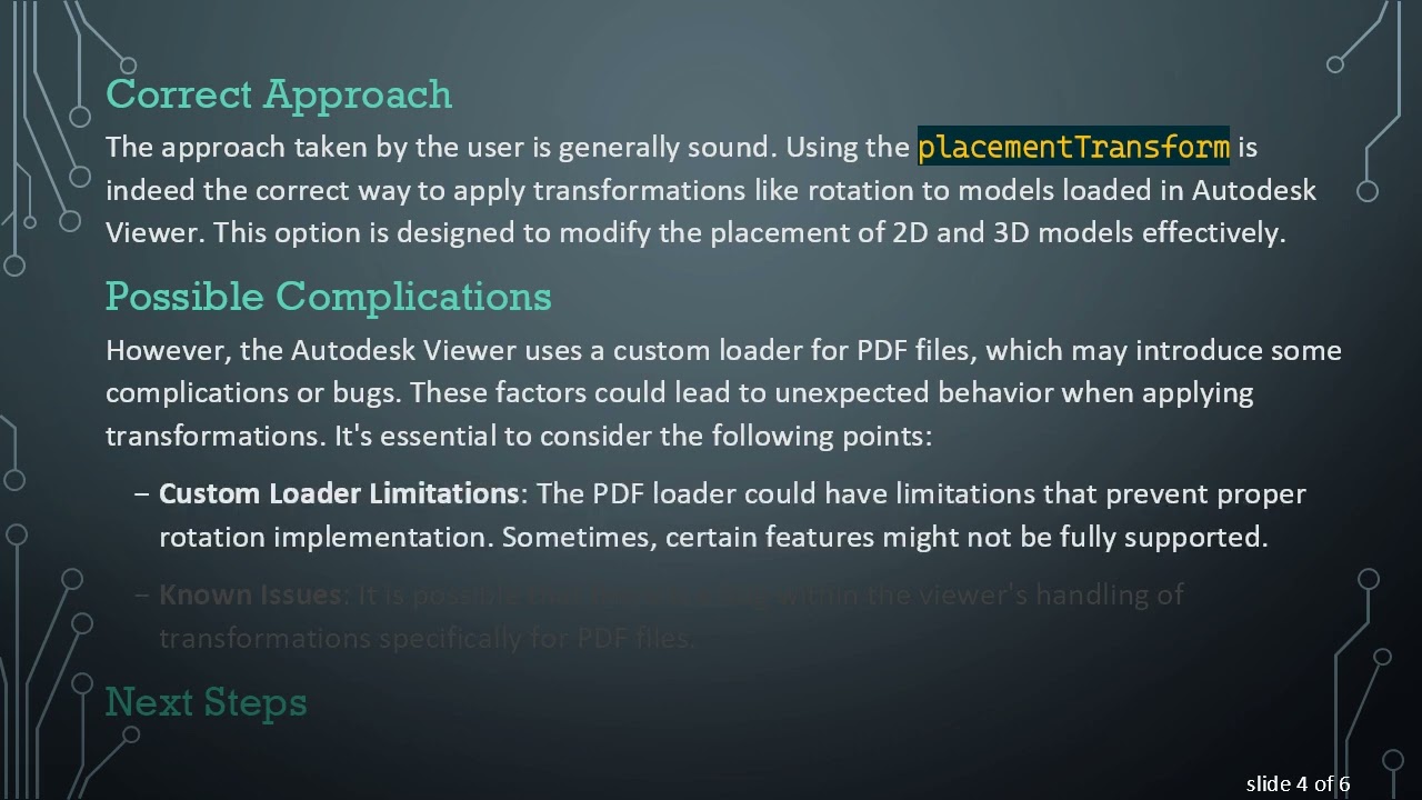 Resolving Issues with the placementTransform Option in Autodesk Viewer