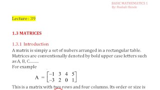 39. Introduction about  Matrices