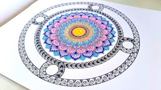 Colorful Mandala Art | How to draw a Mandala Art for Beginners Step-by-Step Tutorial | #vanithaarts