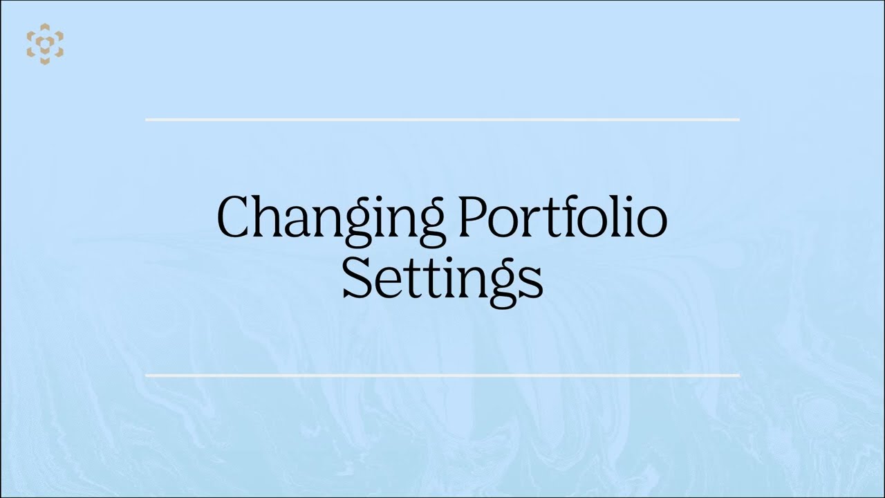 Changing Portfolio Settings