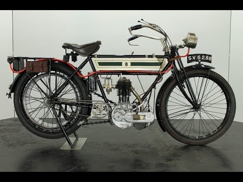 Triumph 3½HP free engine 1911 500cc 1 cyl sv vintage motorcycle - start up
