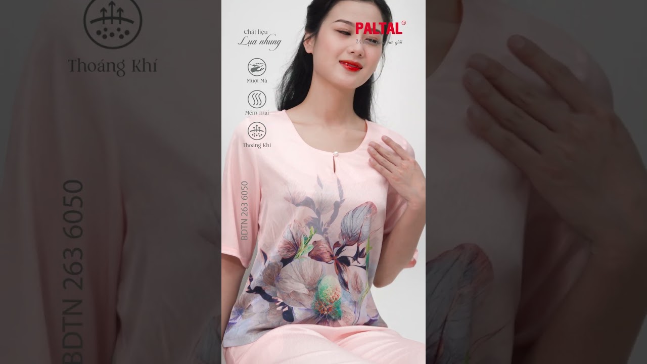 Set đồ bộ nữ kiểu quần dài tay ngắn chất lụa nhung 263p 6050