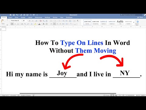 How to type on Lines in Word Without Them Moving