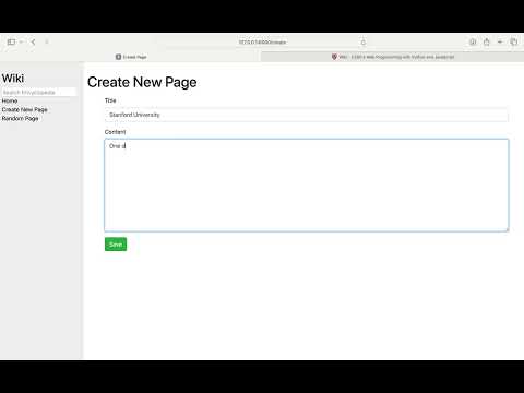 Harvard CS50 Web Programming with Python and JavaScript Project1