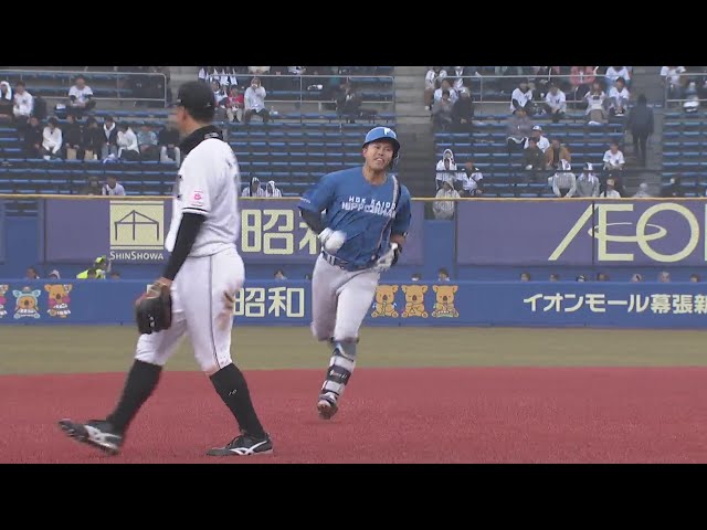 【9回表】小さくガッツポーズ!! ファイターズ・今川優馬 土壇場でソロホームランが飛び出す‼ 2025年3月12日 千葉ロッテマリーンズ 対 北海道日本ハムファイターズ