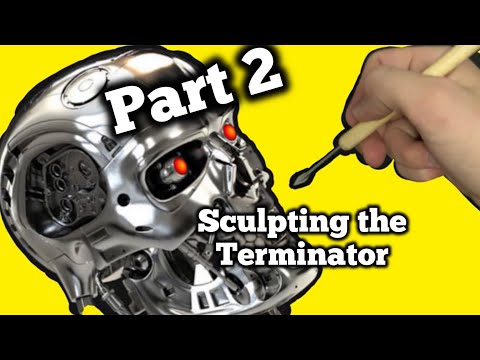 Terminator painting and animatronics sculpting