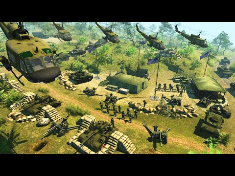 US Marines Hold Fort vs Waves of Viet Cong! - Men of War: Vietnam War Mod Battle Simulator