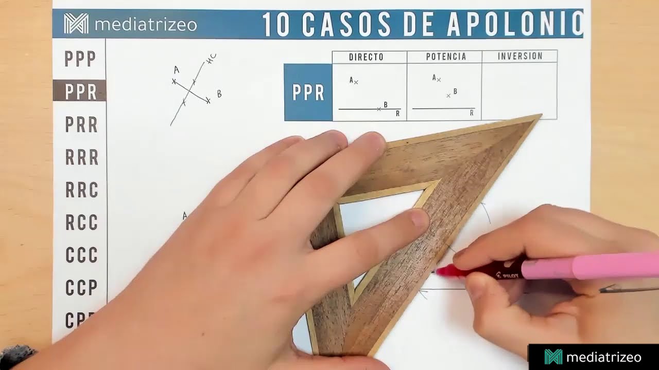 Apolonio PPR: Circunferencia tangente a una recta y que pase por dos puntos (2º CASO APOLONIO)