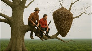 Reaching the Top of the Ancient Tree – Stunning View and the Village’s Biggest Beehive