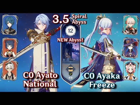 NEW SPIRAL ABYSS 3.5! C0 Ayato National & C0 Ayaka Freeze | Floor 12 - 9 Stars | Genshin Impact