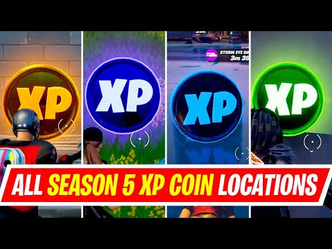 All XP Coins Locations - Gold, Purple, Blue & Green XP Coins Locations Fortnite Season 5 (Week 7-10)