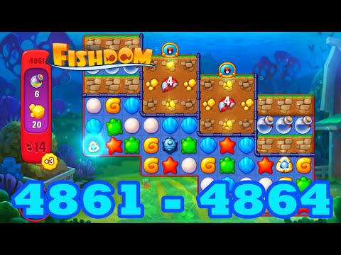 Fishdom Level 4861 - 4864 HD Walkthrough | 3 match puzzle | gameplay | android | IOS | 4862 | 4863