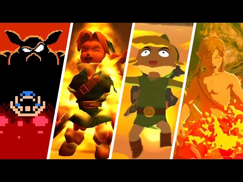 Evolution of Link Dying in Lava in Zelda Games (1987-2021)