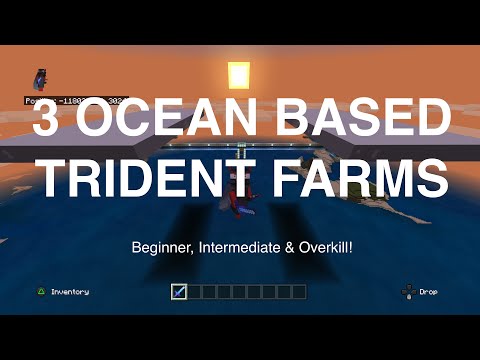 Bedrock Builder - (DEFUNCT!) Minecraft Bedrock Overpowered Trident Farm! No Zombie Spawner Needed!