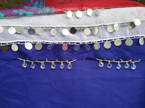 Crochet l how to do krosa on saree border with mirrors l latest saree kuchu l saree kuchu design#19, Video