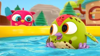 Hop Hop the owl washes Peck Peck in the swimming pool for kids. Full episodes of cartoons for kids.
