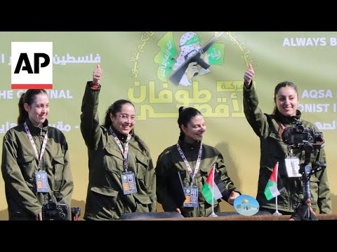 Family and friends cheer to see Israeli hostage Liri Albag handed over to Red Cross