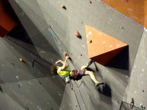 Adam Ondra winning the World Cup climbing Puurs