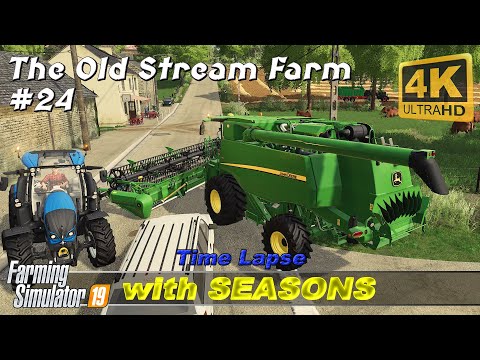 Harvesting oat, wheat & barley. Selling & buying cattle | The Old Stream Farm #24 | FS19 Timelapse