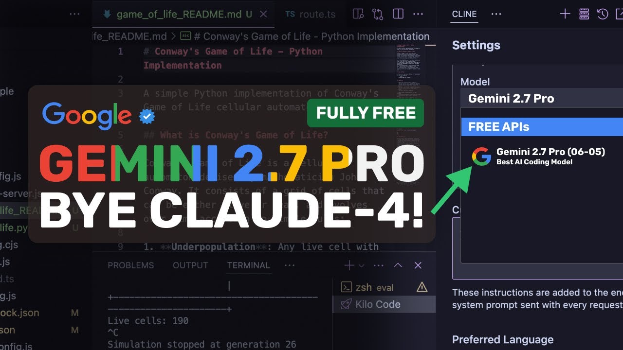 Gemini 2.7 Pro (06-05) + Free APIs + Cline, Roo: This UPGRADED Gemini 2.5 PRO Model is VERY INSANE!