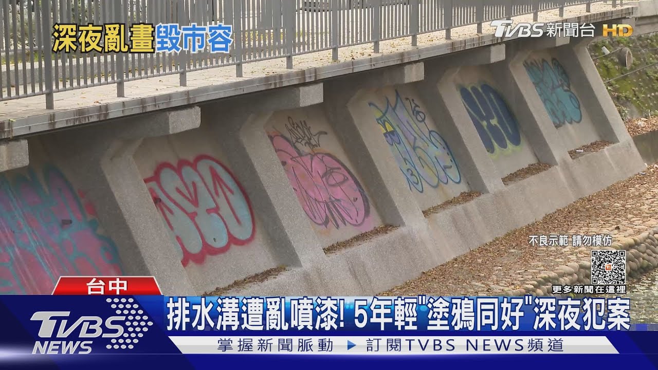 排水溝遭亂噴漆! 5年輕「塗鴉同好」深夜犯案