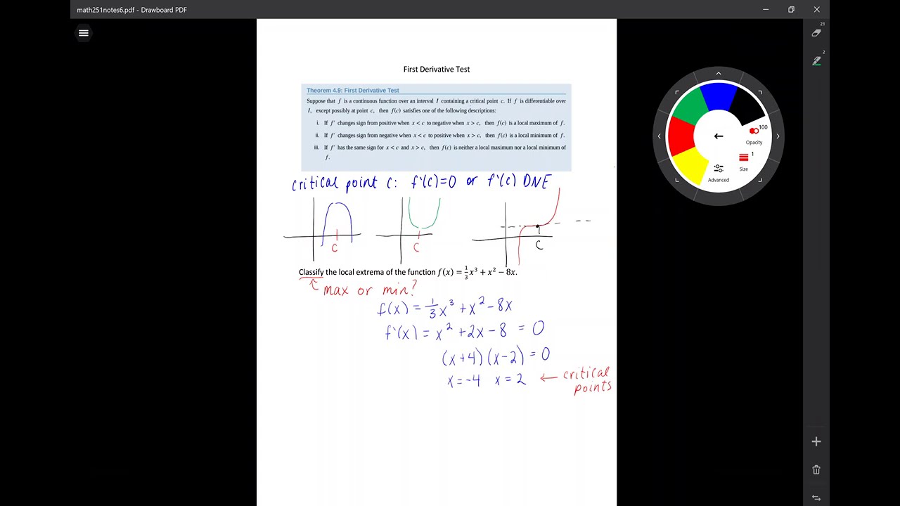 Math 251 - First Derivative Test