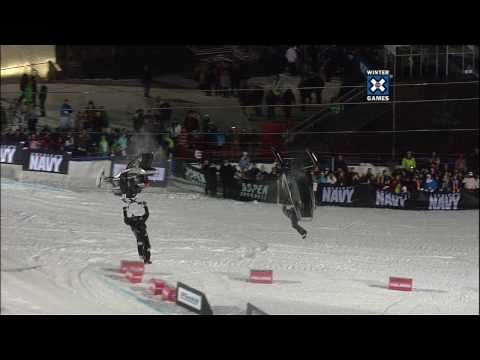 Winter X Games 15 - Jeff Mullin Big Crash In Snowmobile Speed and Style Quarterfinals