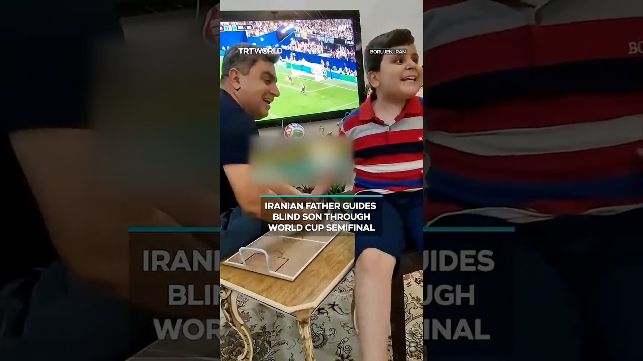 Video | Iranian father guides blind son through Argentina–UK match