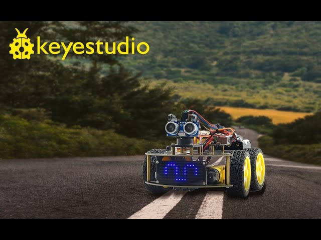 Vídeo relacionado con KEYESTUDIO Kit de Arranque de Coche 4WD Car Kit para Arduino IDE, Control Remoto Bluetooth IR, Seguimiento de línea, evitación de obstáculos, etc. Kit de robótica de programación para 14+ Adolescente