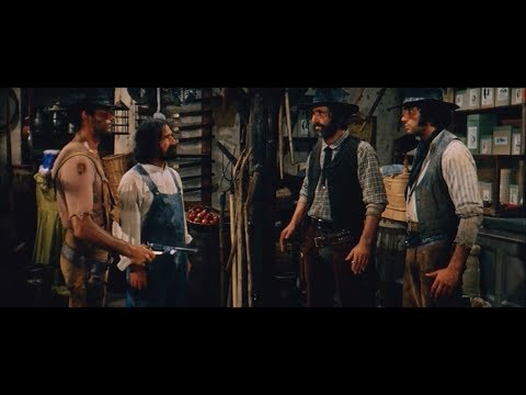 Lo Chiamavano Trinità - Trinità vendica i mormoni nell'emporio del maggiore. Gioco velocità pistola