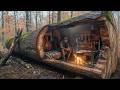 Building A Secret Dugout Inside A Hollow Tree Building The Most Hidden Bushcraft Shelter