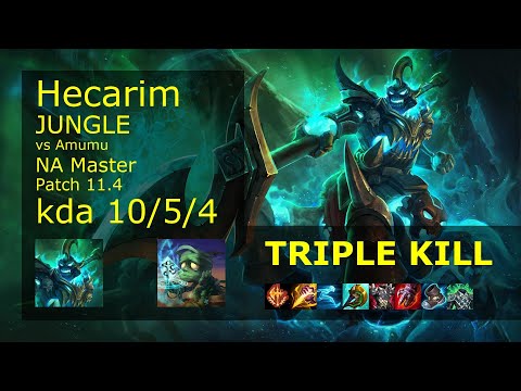 Hecarim Jungle vs Amumu - NA Master 10/5/4 Patch 11.4 Gameplay