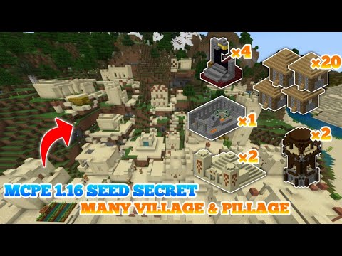 minecraft pe 1.16 seed secret - seed found many village & pillage, desert temple, stronghold & other