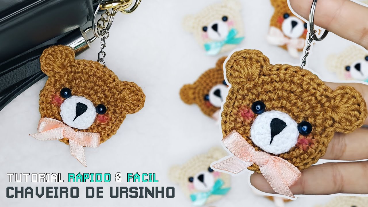 How to Crochet a Bear Keychain 🐻 | Teddy Bear Applique | Simple & Easy for Beginners #crochet
