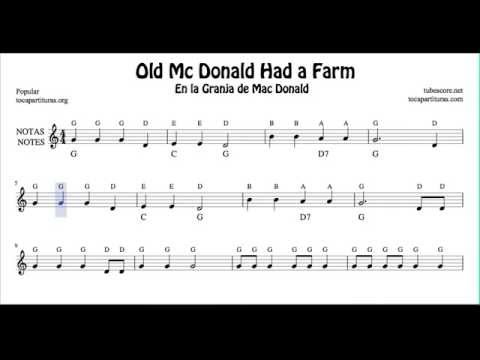 Old Mc Donald Had a Farm Free Notes Sheet Music for Beginners Violin Flute Recorder Oboe