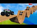 Big Small Monster TRUCKS Vs Wavy Bridge BeamNG Monster Truck Crashes