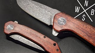 704 Gear Folding Pocket Knife w/ Damascus Steel Blade - Unboxing, Test & Review