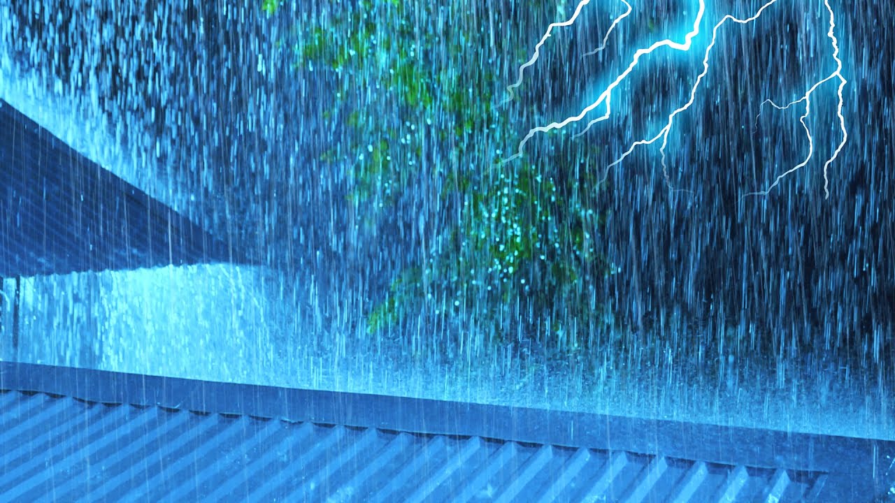 Stop Overthinking To Fall Asleep Fast In 10 Minutes⚡ Pure Heavy Rain & Intense Thunderstorm At Night