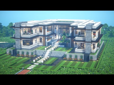 Minecraft: Modern Mansion Tutorial + Interior | Architecture Build #14