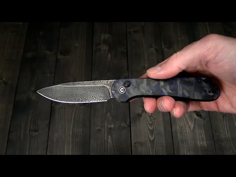 CIVIVI Button Lock Elementum Black Damascus Blue/Black CIVIVI Button Lock Elementum Black Damascus Blue/Black
