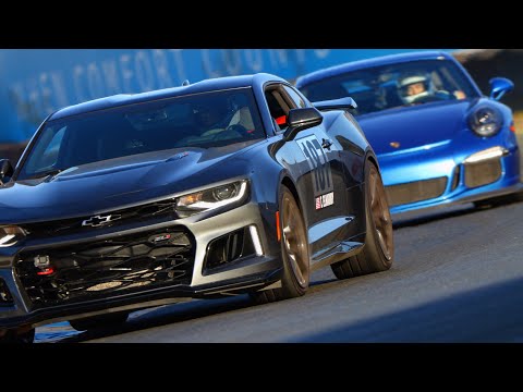 Camaro ZL1 hunts Porsche GT3 at Sonoma Raceway!
