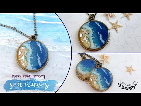 ~JustHandmade~ Epoxy resin jewelry - sea waves - tutorial / ocean - sea themed necklace / DIY