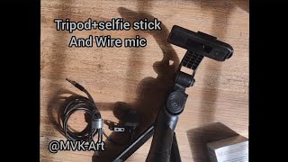 Tripod+selfie stick with wire mic- Unboxing and how to use tutorial 👈 by@MVK-Art  #unboxing