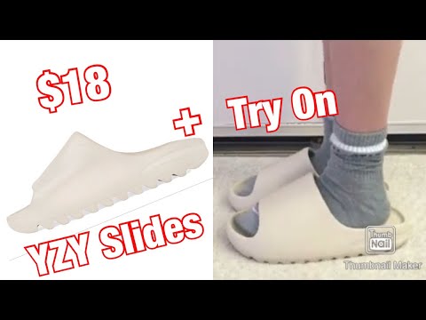 $18 Replica Yeezy Slides (try on)| Alicia Hao